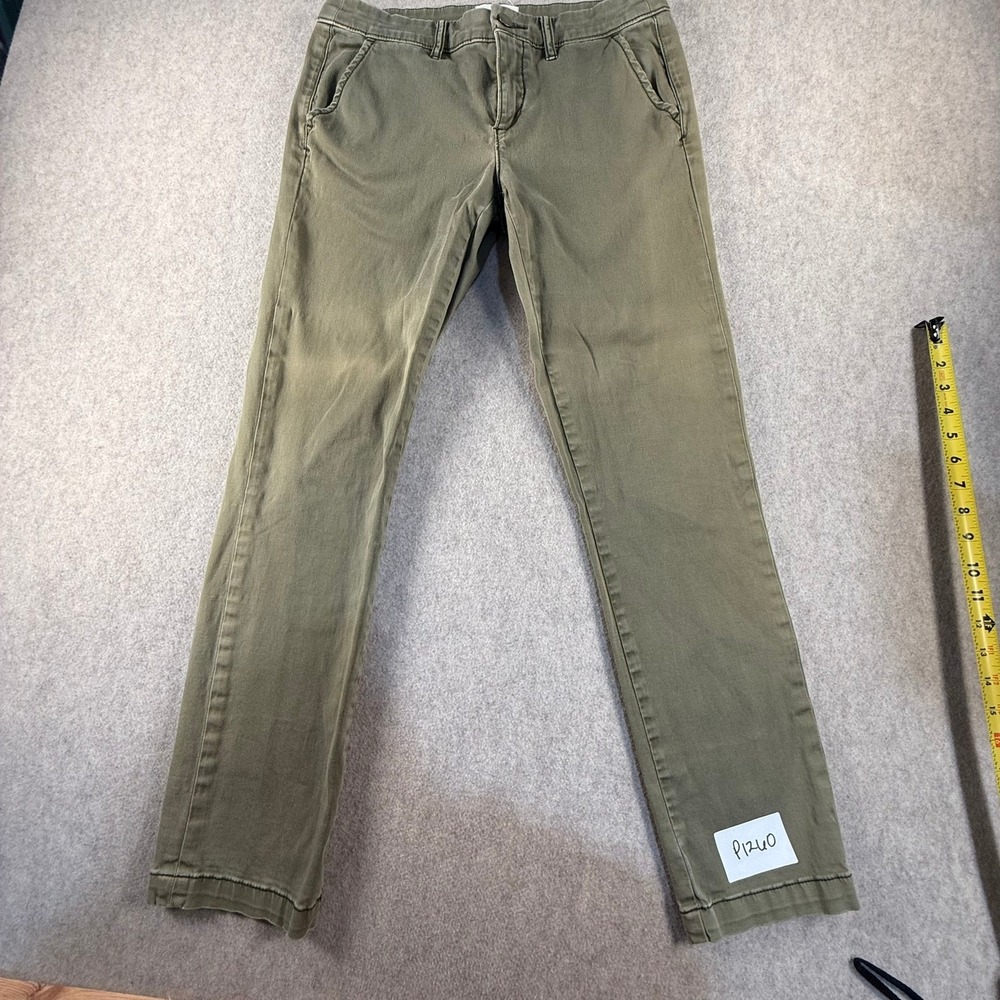 Caslon Womens Olive Green Straight Leg Chino Pants Size 28 Stretch Twill P1260